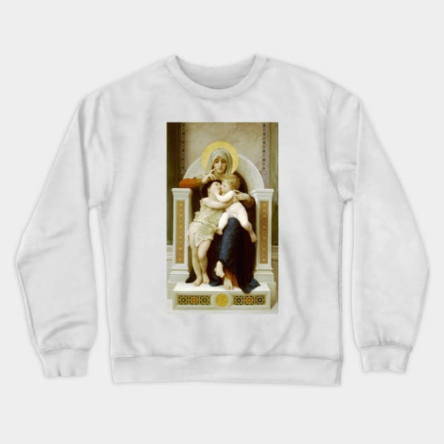 Madonna with Child and John the Baptist by William-Adolphe Bouguereau Crewneck Sweatshirt by Classic Art Stall